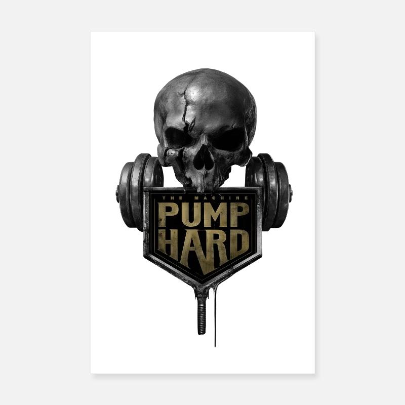 Schädel mit Hantel: Pump Hard Poster 20x30 cm