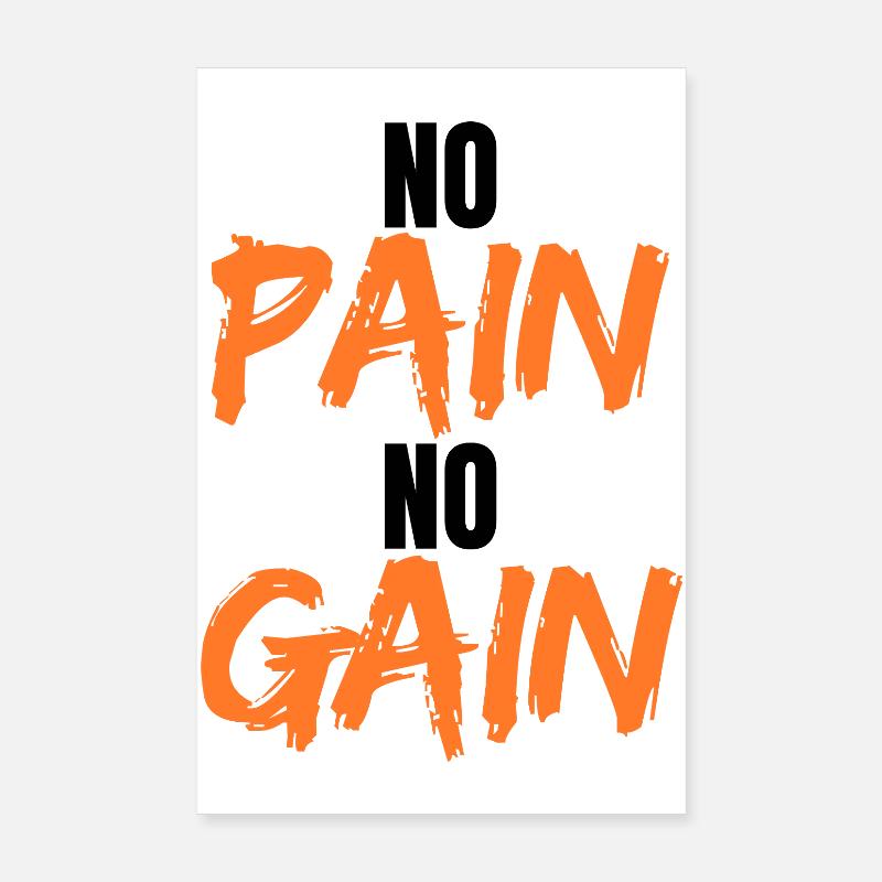 Pas de douleur, pas de gain – Motivation à la salle de sport Poster 20 x 30 cm