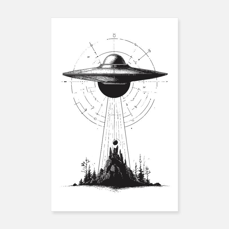 Atterrissage UAP au-dessus de la forêt Poster 20 x 30 cm