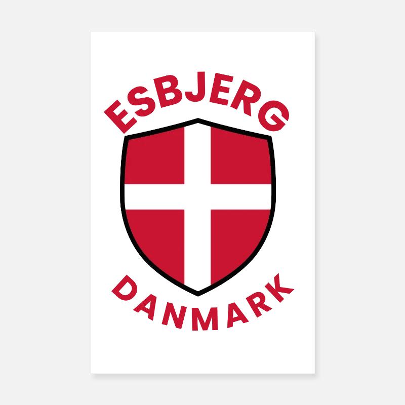 Esbjerg Denmark Shield with Danish flag Poster 8" x 12" (20x30 cm)