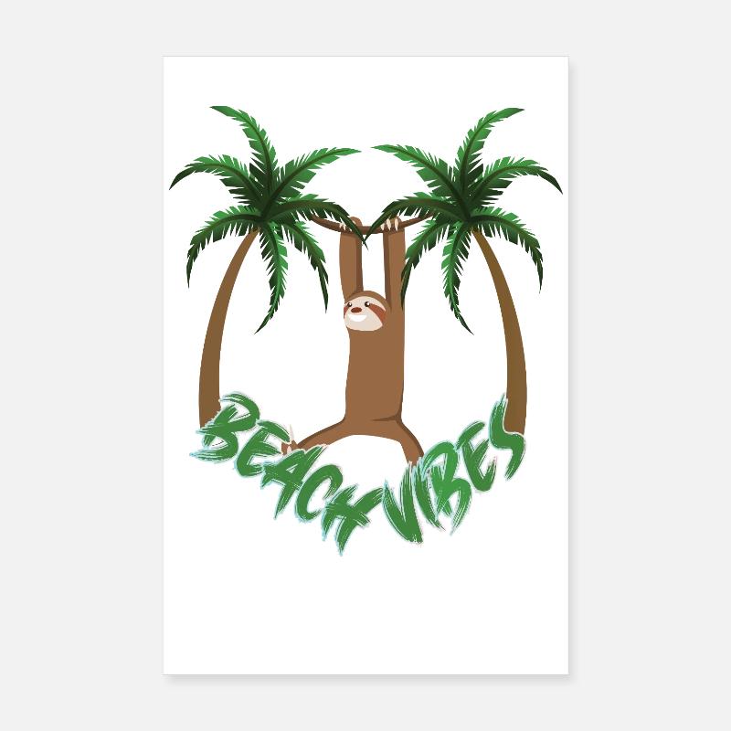 Beach Vibes Sloth Poster 20x30 cm