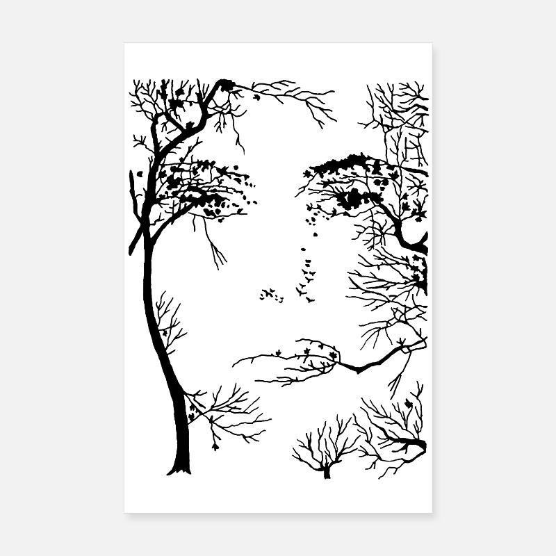 Das Gesicht des Waldes (Schwarz) Poster 20x30 cm