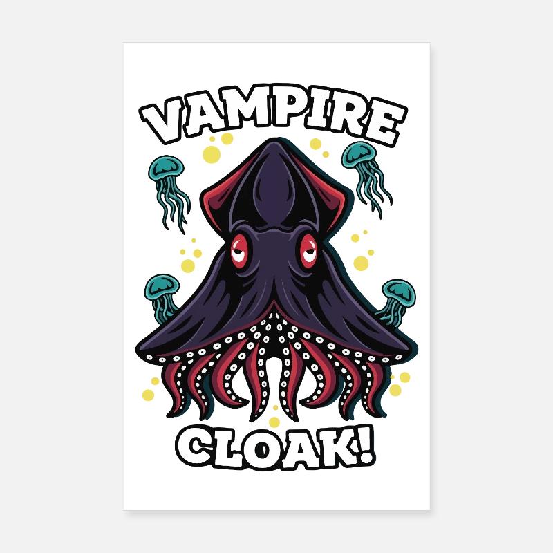 Humor Squid Vampire Cloak Abyss Poster 8" x 12" (20x30 cm)