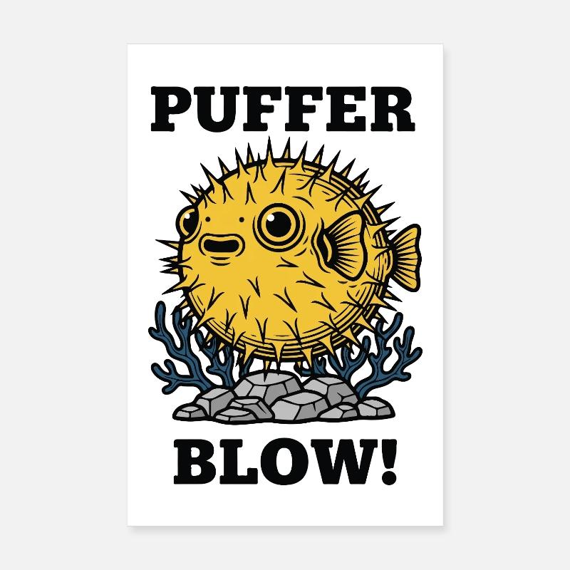 Humour Poisson Globe Puffer Blow Poster 20 x 30 cm