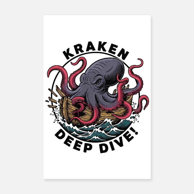 Kraken Deep Dive Attack Ship Poster 8" x 12" (20x30 cm)