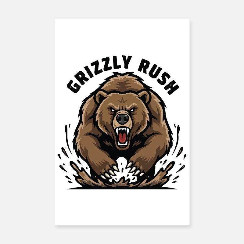 Grizzly Rush Bear Force Charge Poster 8" x 12" (20x30 cm)