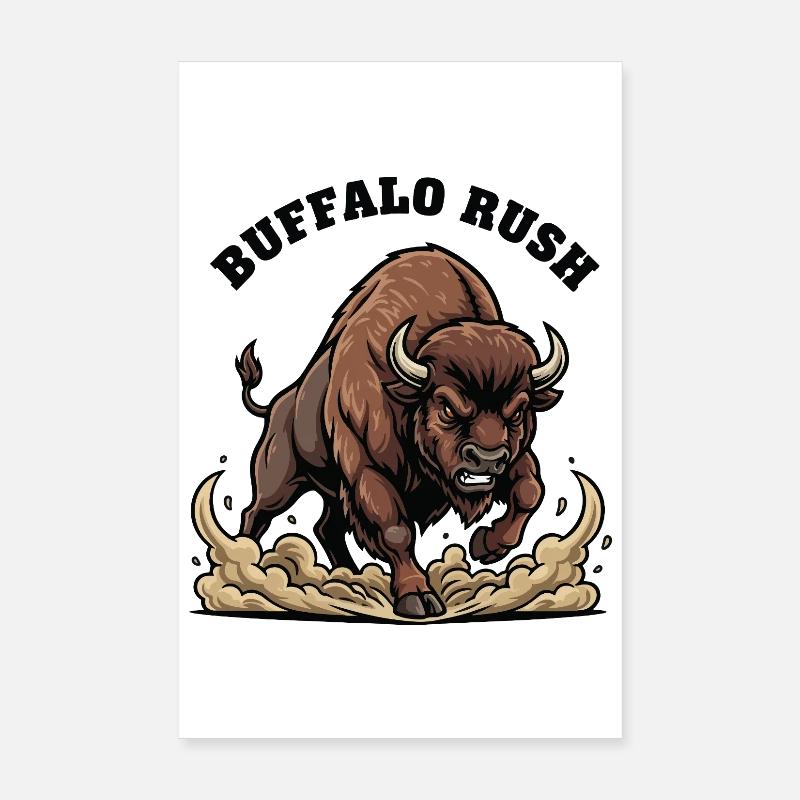 Buffalo Rush Wild Buffalo Force Poster 8" x 12" (20x30 cm)
