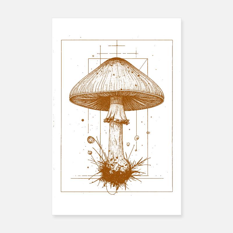 Geometric mushroom in orange Poster 8" x 12" (20x30 cm)