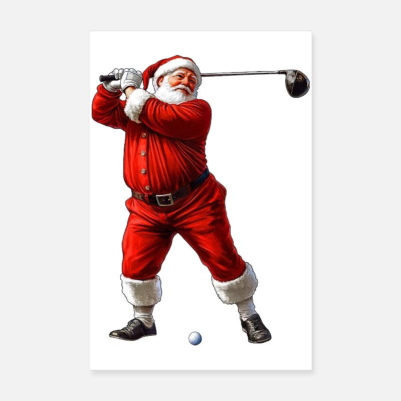 Golfspieler Weihnachtsmann Poster 20x30 cm