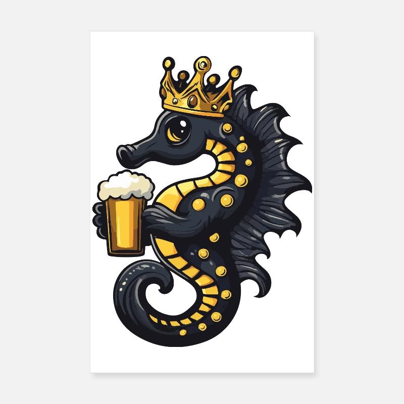 Seepferd Bier König Poster 20x30 cm