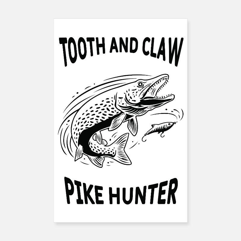 Pêche Rivière Brochet Pike Hunter Poster 20 x 30 cm