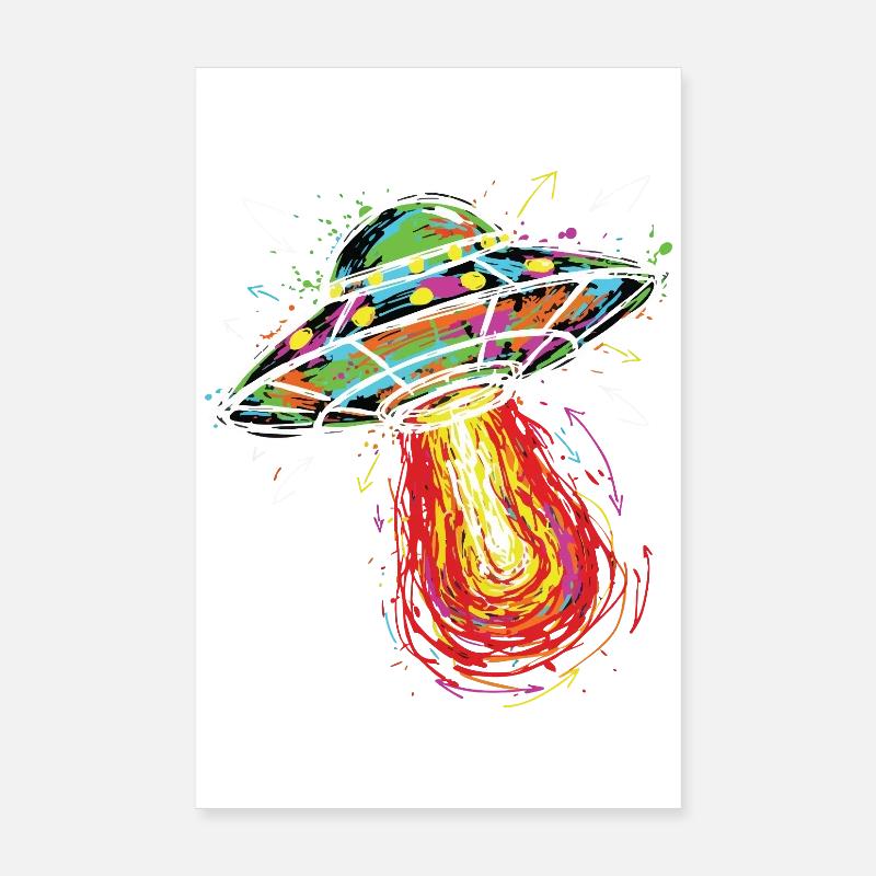 UFO Space Scribble Scribble Color Poster 8" x 12" (20x30 cm)