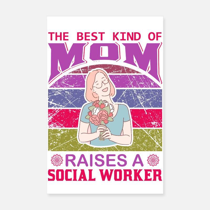 Beste Mutter zieht ein Sozialarbeiter-Hemd groß Poster 20x30 cm
