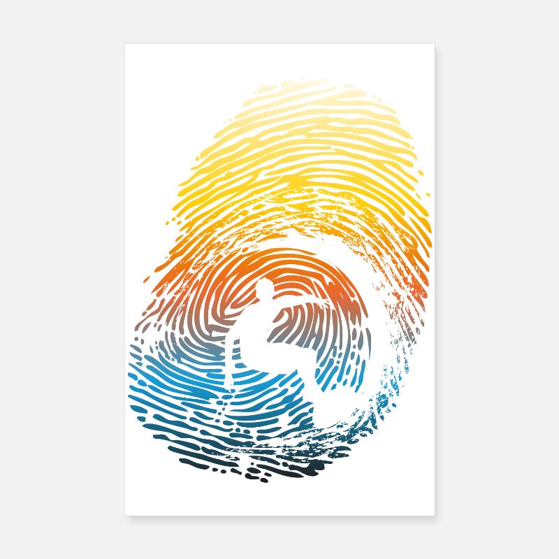 Sunset Rainbow Surf Fingerprint Poster 8" x 12" (20x30 cm)