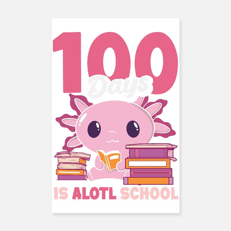 Mignon Axolotl Kawaii Amoureux des Axolotls Poster 20 x 30 cm