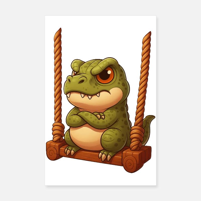 Dessin animé Grim T-Rex sur la cour de récréation de Schauke Poster 20 x 30 cm