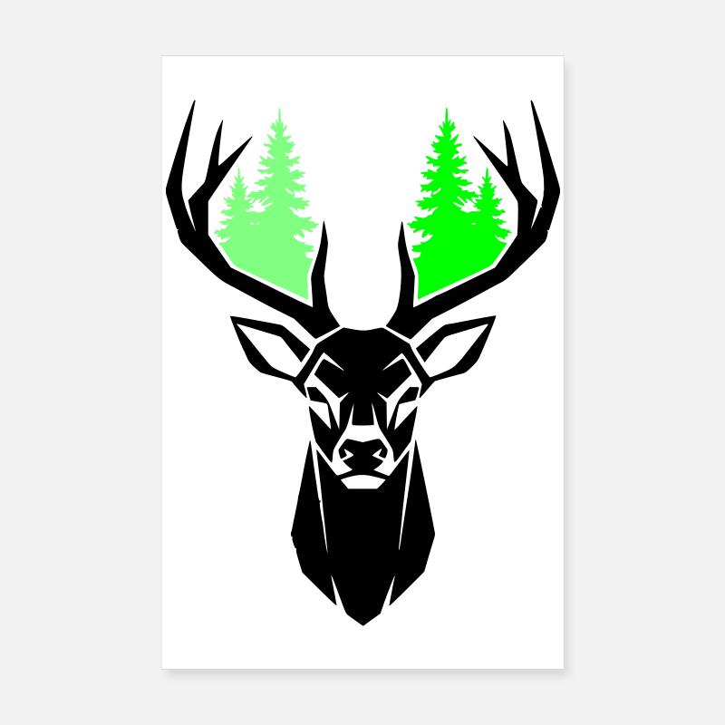 Sapins de tête de cerf Vert naturel Poster 20 x 30 cm