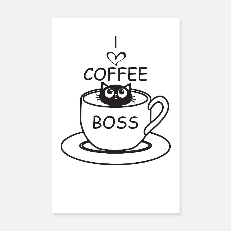 Chat de café Poster 20 x 30 cm