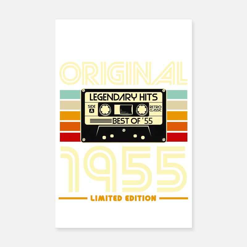 Retro Cassette 1955 Legendary Hits Poster 8" x 12" (20x30 cm)