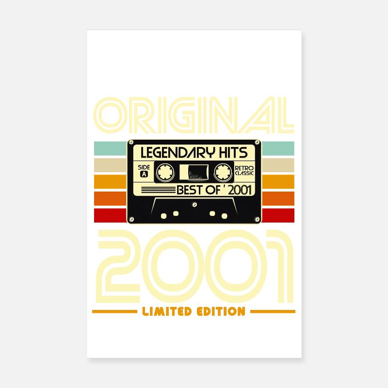 Original 2001 Hits Cassette Vintage Poster 8" x 12" (20x30 cm)