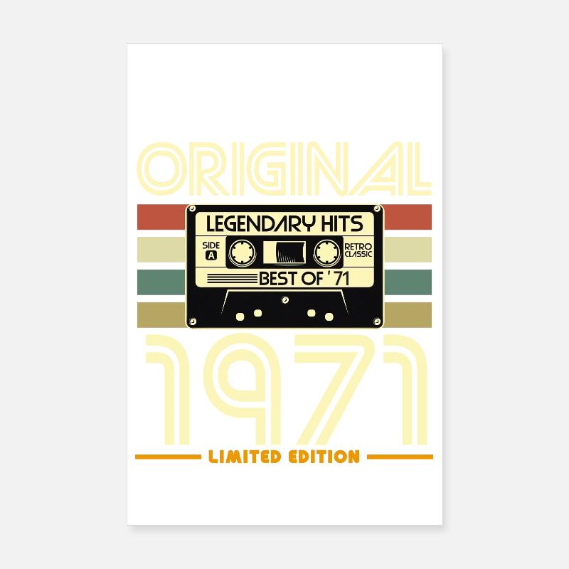 Originale Retro-Hits-Kassette von 1971 Poster 20x30 cm