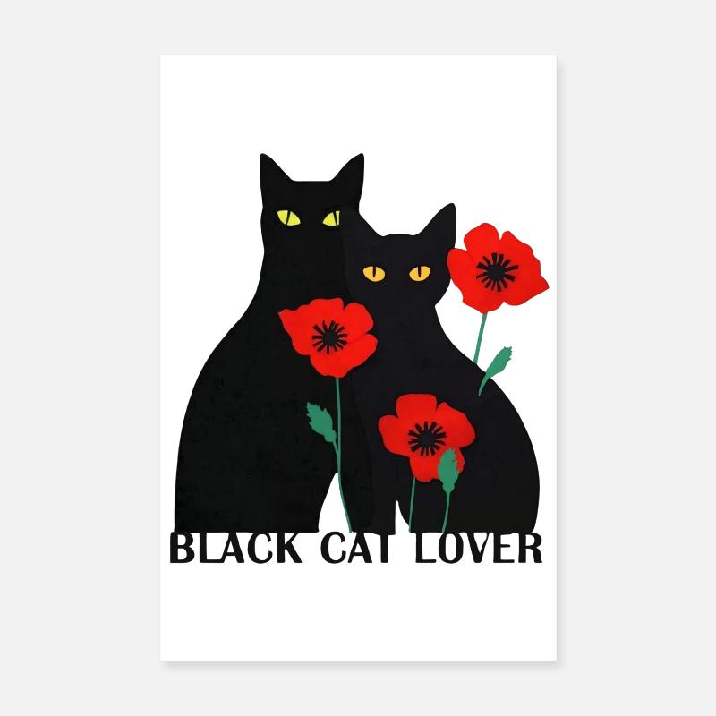 Schwarzer Katzenliebhaber Poster 20x30 cm