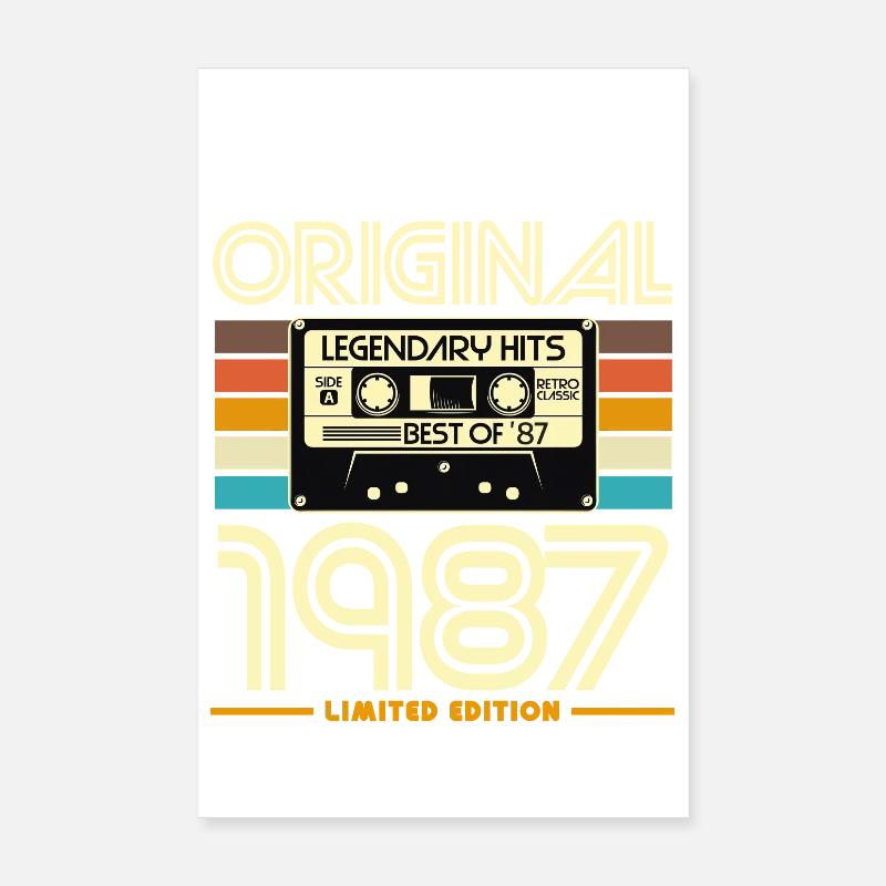Original 1987 Hits Retro Cassette Poster 8" x 12" (20x30 cm)