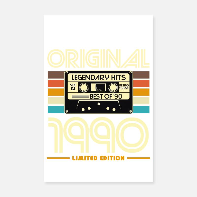 Original 1990 Cassette Rétro Hits Poster 20 x 30 cm