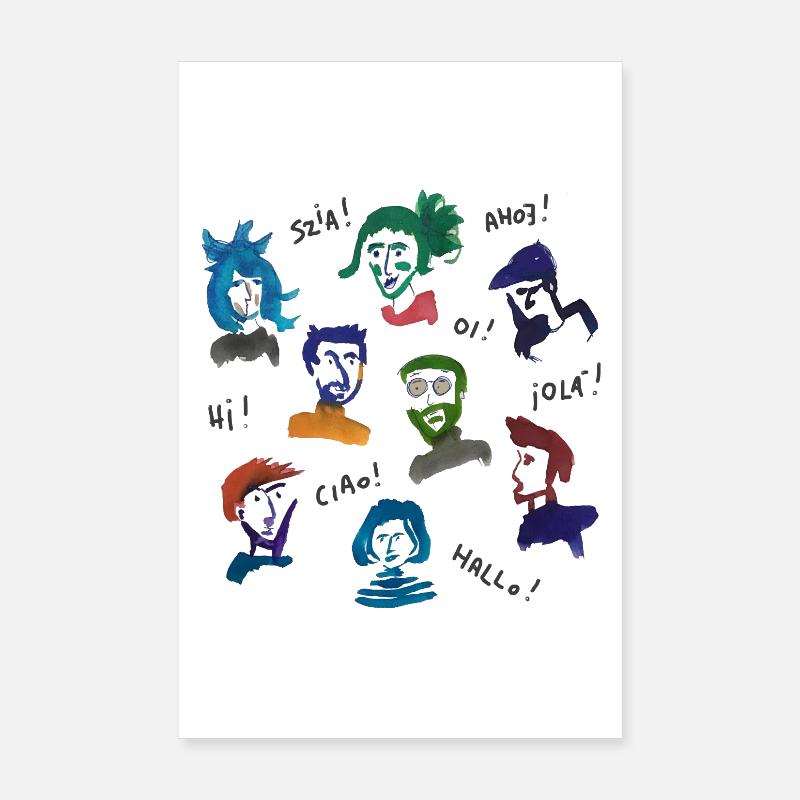 Têtes colorées Poster 20 x 30 cm