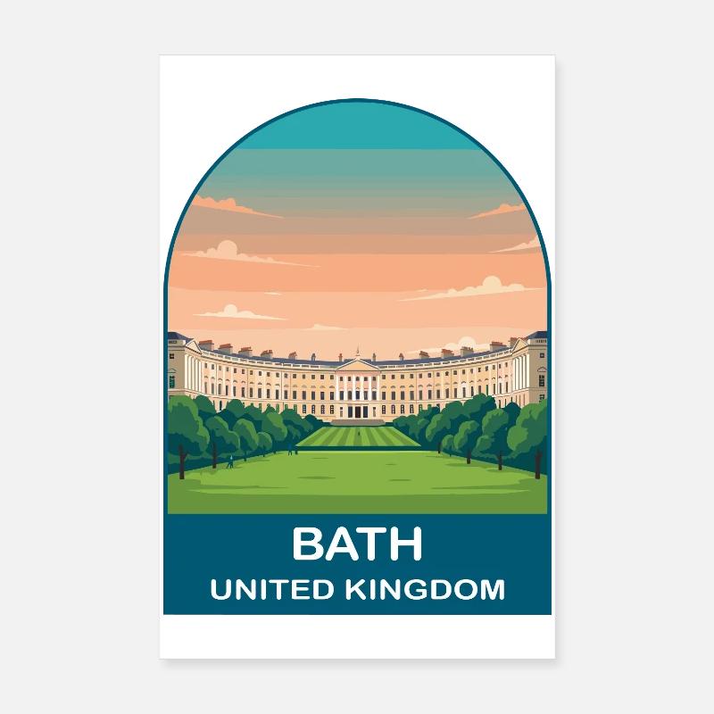 Art d’affiches de voyage vintage à Bath UK Poster 20 x 30 cm