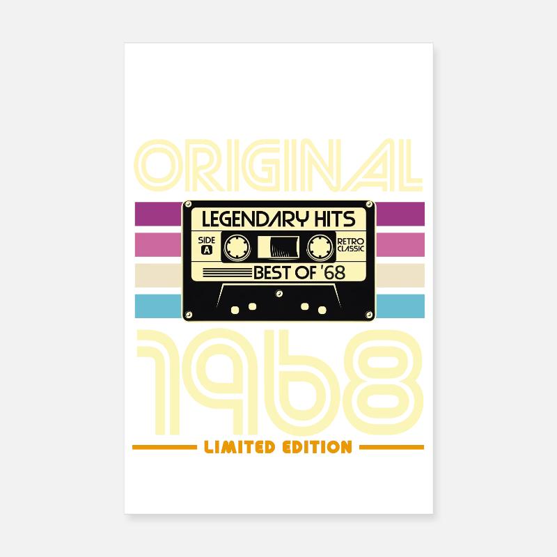 Original 1968 Hits Cassette Retro Poster 20 x 30 cm