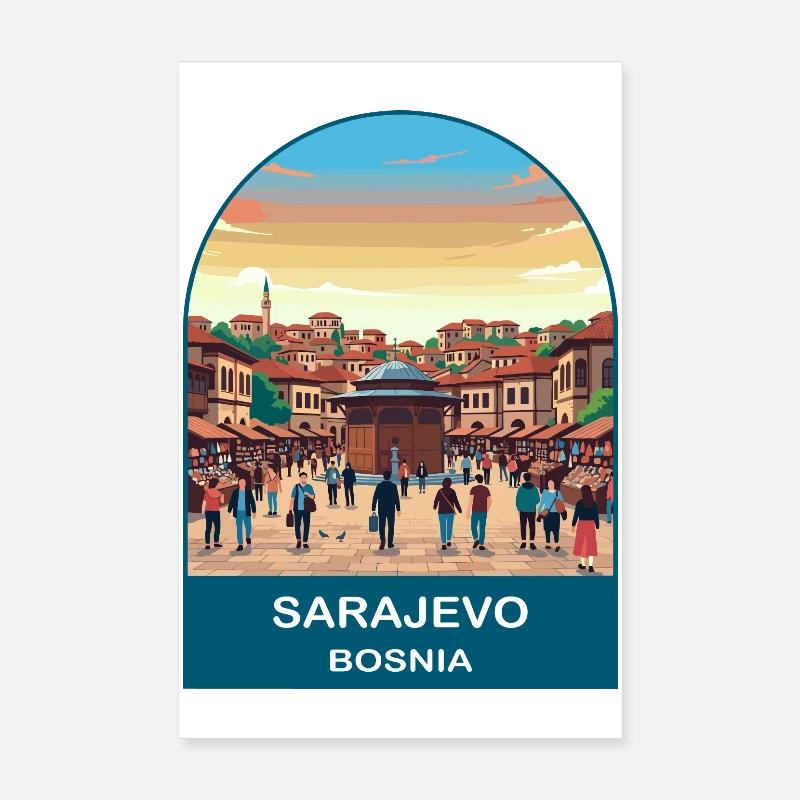 Sarajevo Bosnien Vintage-Reiseplakat-Kunst Poster 20x30 cm