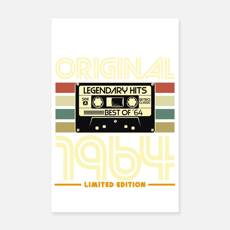 Original 1964 Cassette Retro Tee Poster 20 x 30 cm