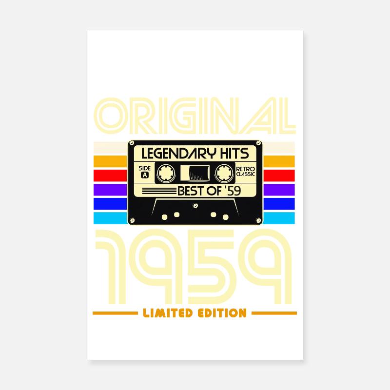 Cassette 1959 Vintage Limité Poster 20 x 30 cm