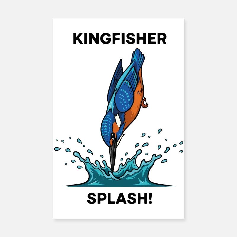 Martin-pêcheur Splash Kingfisher Rivière Poster 20 x 30 cm