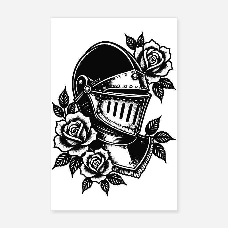 Rosengebundener Ritterhelm Poster 20x30 cm