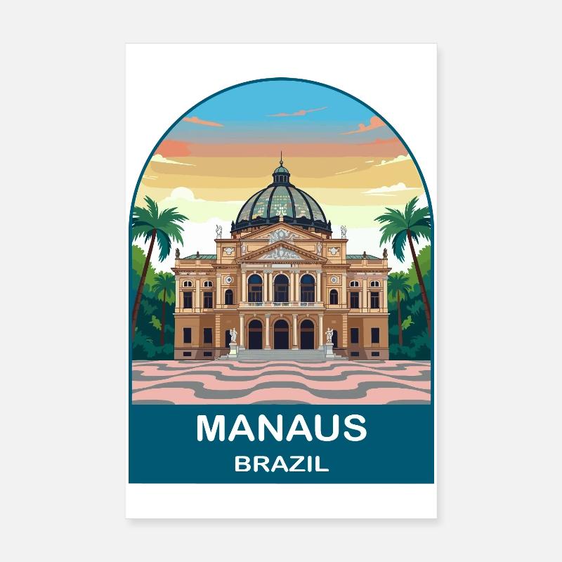 Affiche de voyage à l’Opéra Amazone de Manaus, Brésil Poster 20 x 30 cm