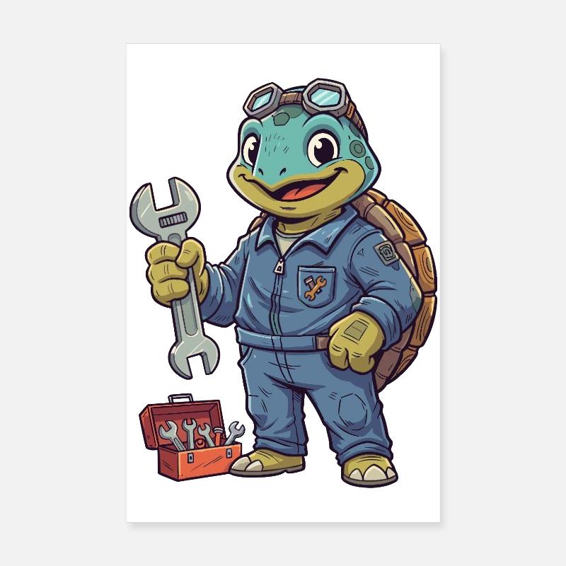 Schildkröte Mechanikerheld Poster 20x30 cm