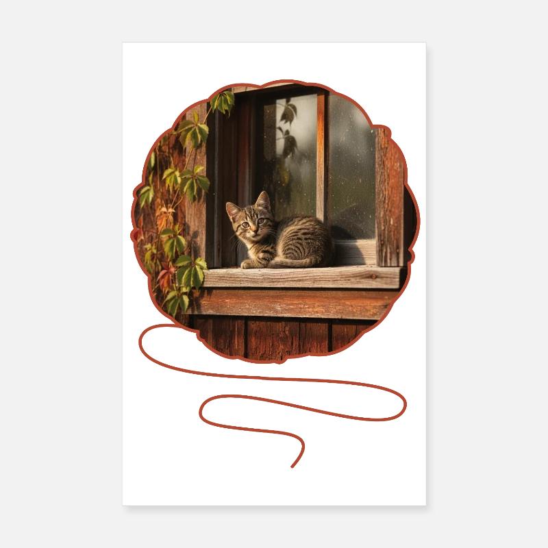 Design de t-shirt « Chat » - Poster 20 x 30 cm - blanc