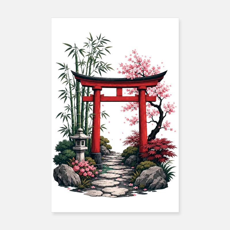 Japanischer Gartenpfad Poster 20x30 cm