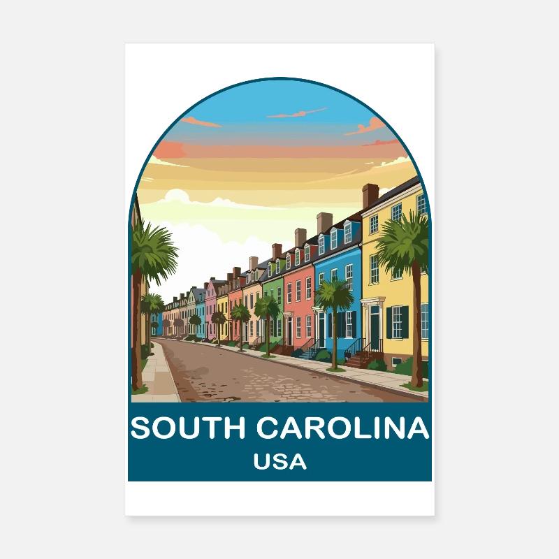 Affiche de voyage vintage de Caroline du Sud USA Poster 20 x 30 cm