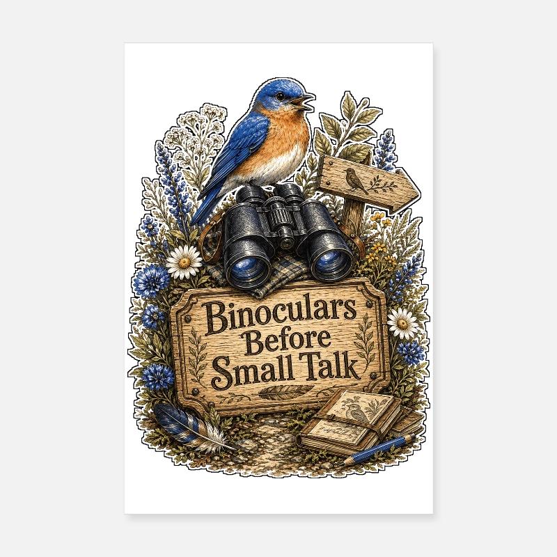 Binoculars Before Small Talk Clouds - Poster 8" x 12" (20x30 cm) - white