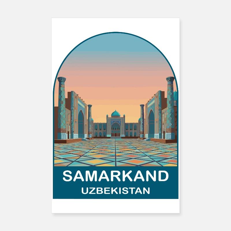 Affiche vintage de la Route de la Soie à Samarcande en Ouzbékistan Poster 20 x 30 cm