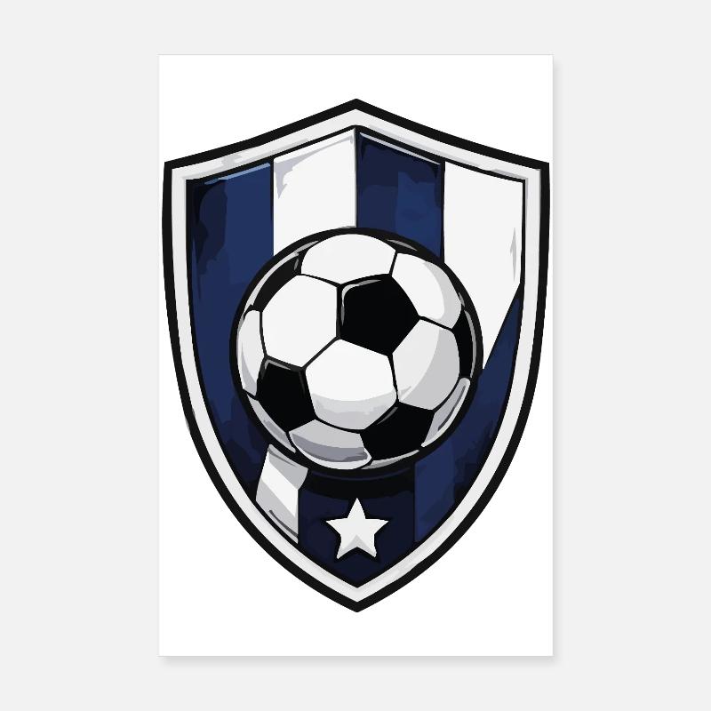 Fußball Schild mit Ball und Stern Poster 20x30 cm