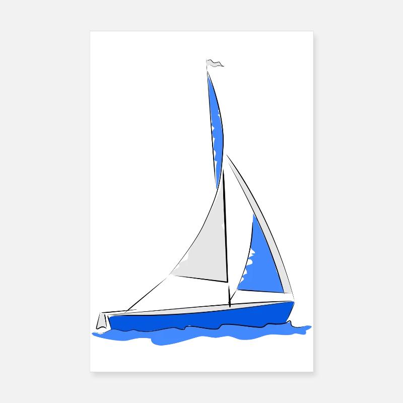 Segelboot im Wasser Blau Poster 20x30 cm