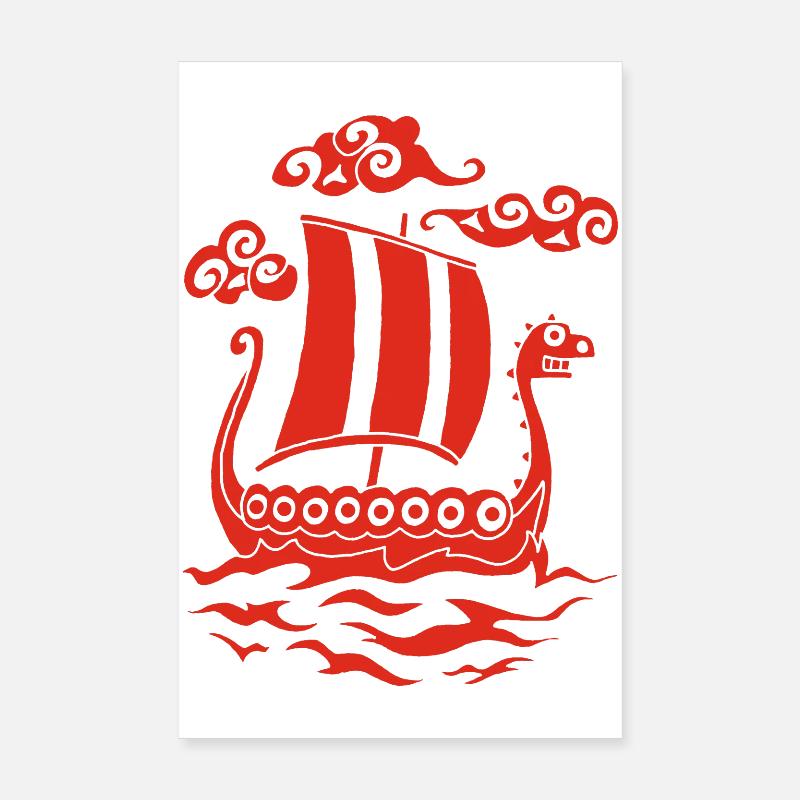 Drakkar rigolo rouge Poster 20 x 30 cm