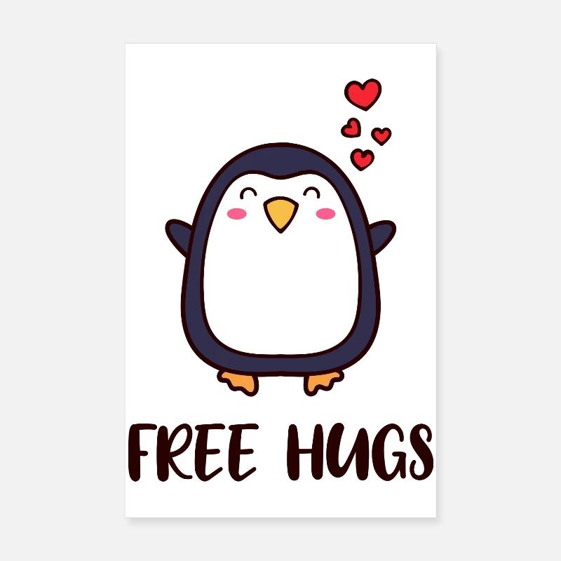 Süß Pinguin Herz Statement Antarktis Vogel Tier Poster 20x30 cm