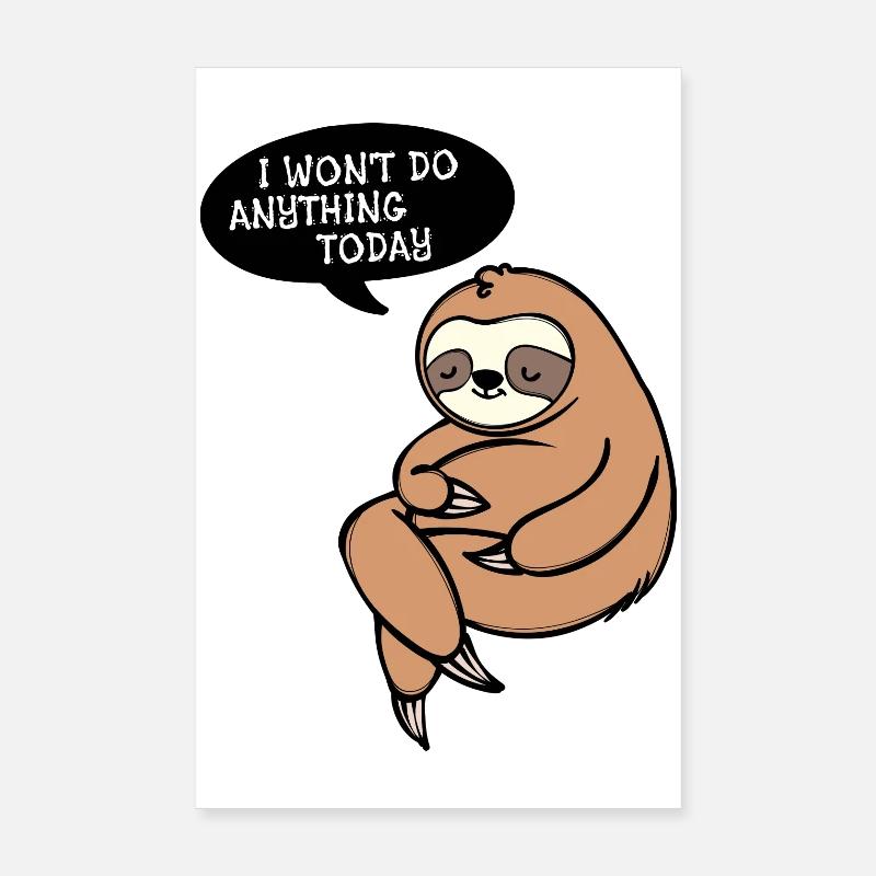 Sloth Lazy Animal Mammal Sleeping Statement Poster 8" x 12" (20x30 cm)