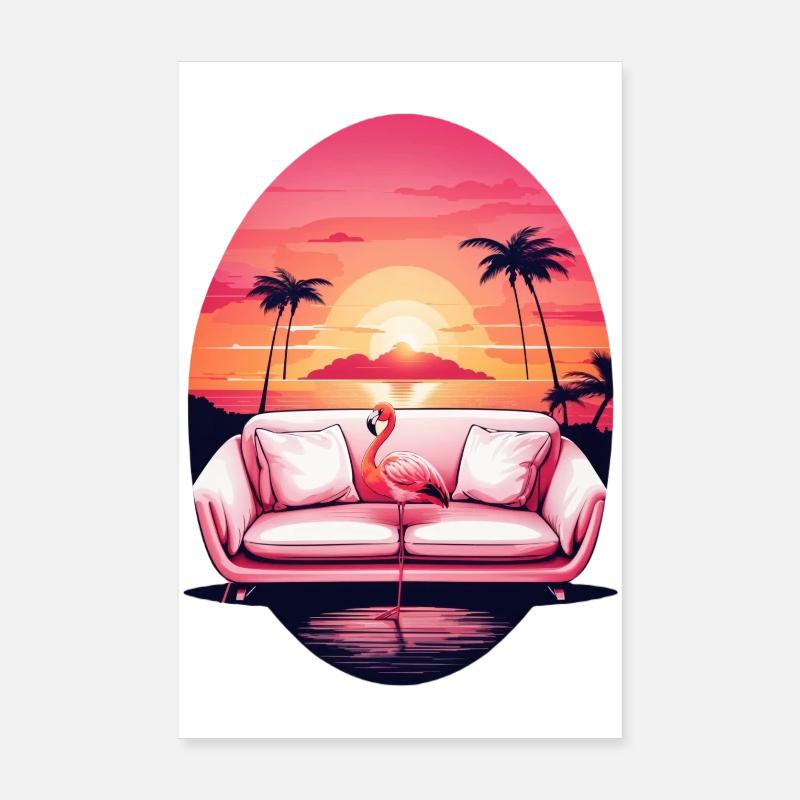 Flamingo Sofa Poster 8" x 12" (20x30 cm)