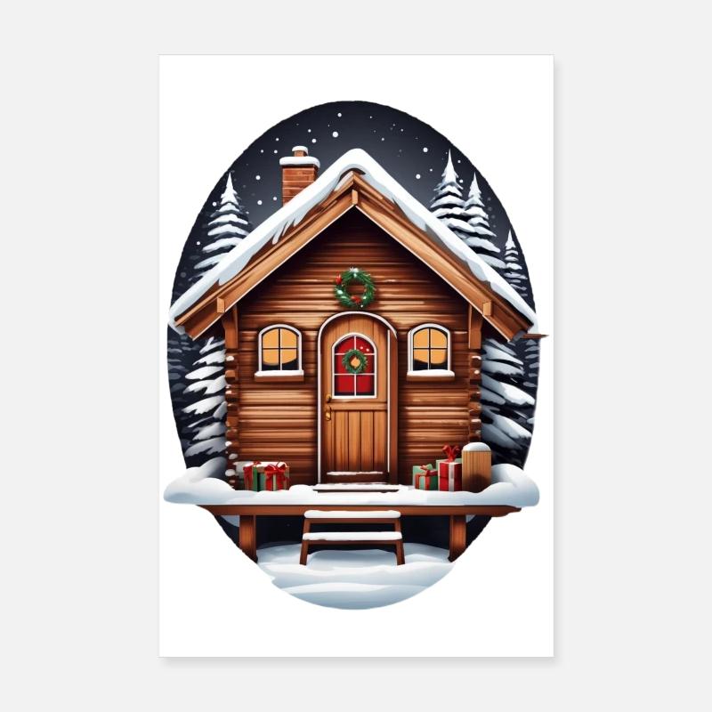 Cabane en bois, maison de Noël Poster 20 x 30 cm